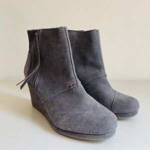Toms Gray Wedge Booties